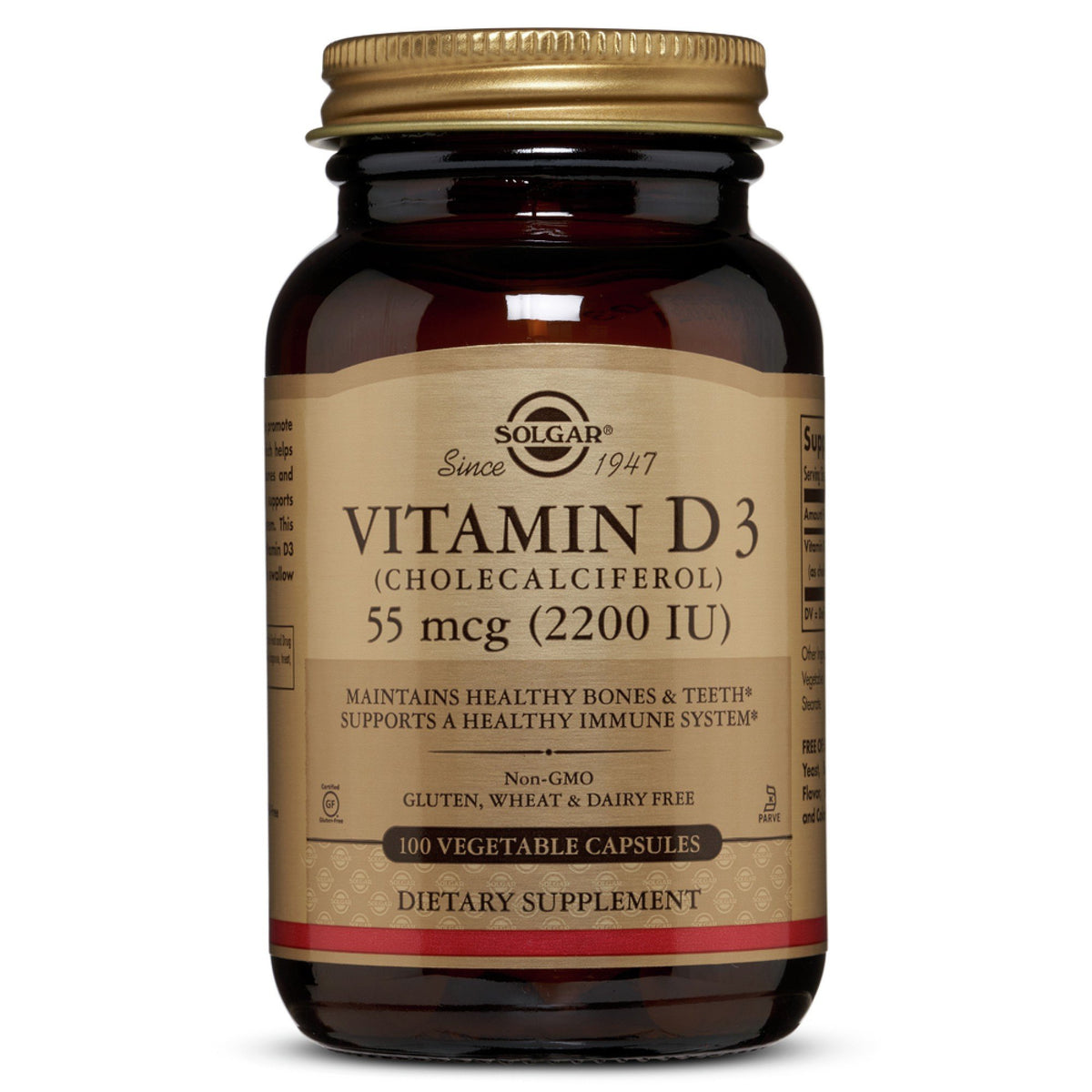 Solgar Vitamin D3 55 mcg (2200 IU) 100 VegCap