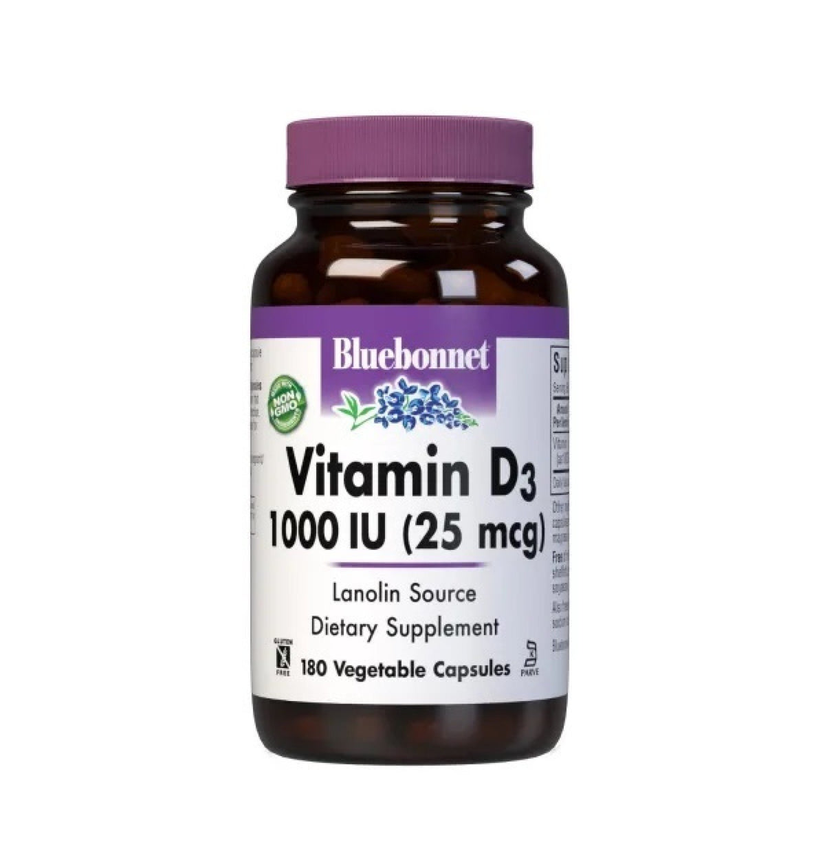 Bluebonnet Vitamin D3 1000 IU (25 mcg) 180 VegCap