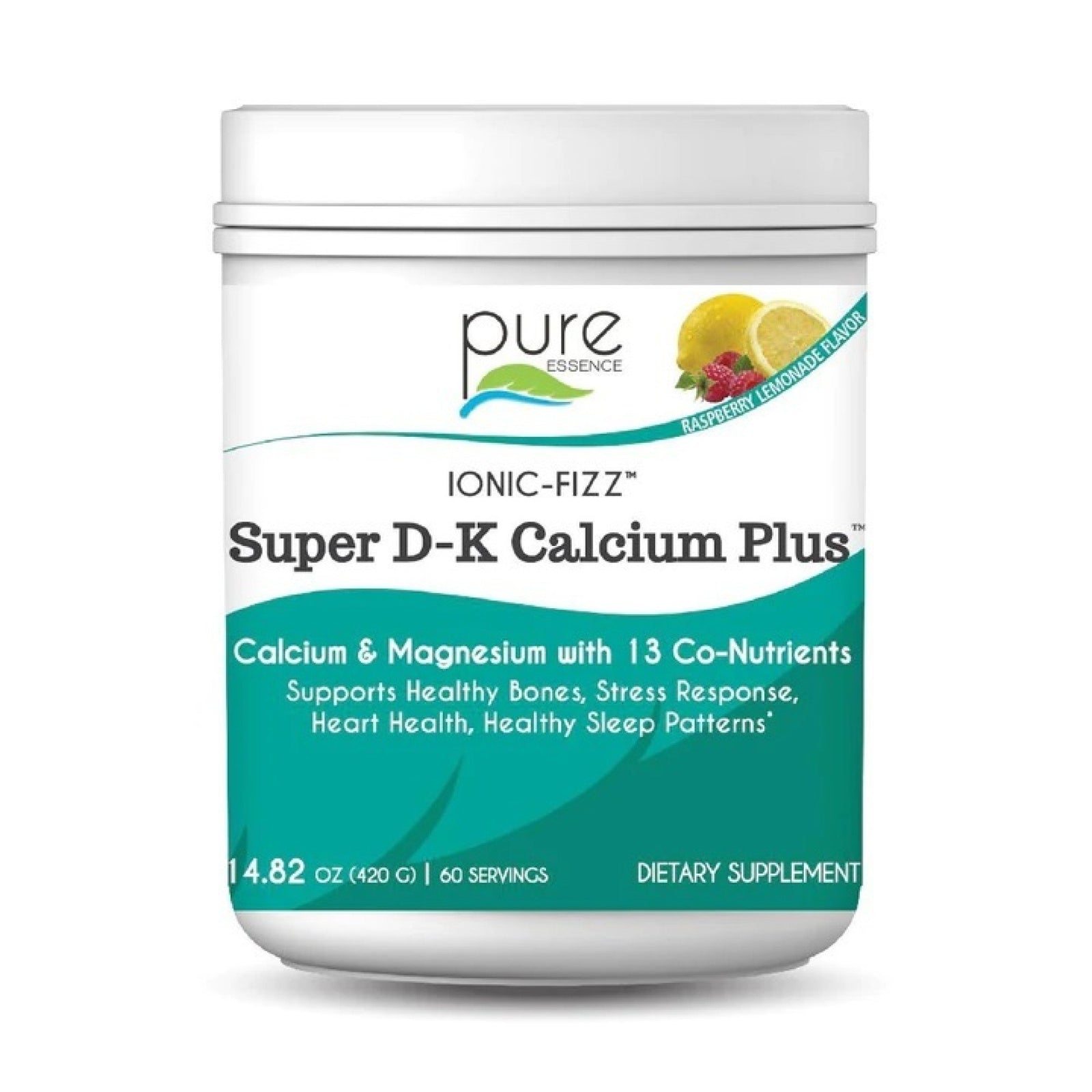 Pure Essence Labs Ionic Fizz Super D-K Calcium Plus - Raspberry Lemonade 420 g (14.82oz) Powder