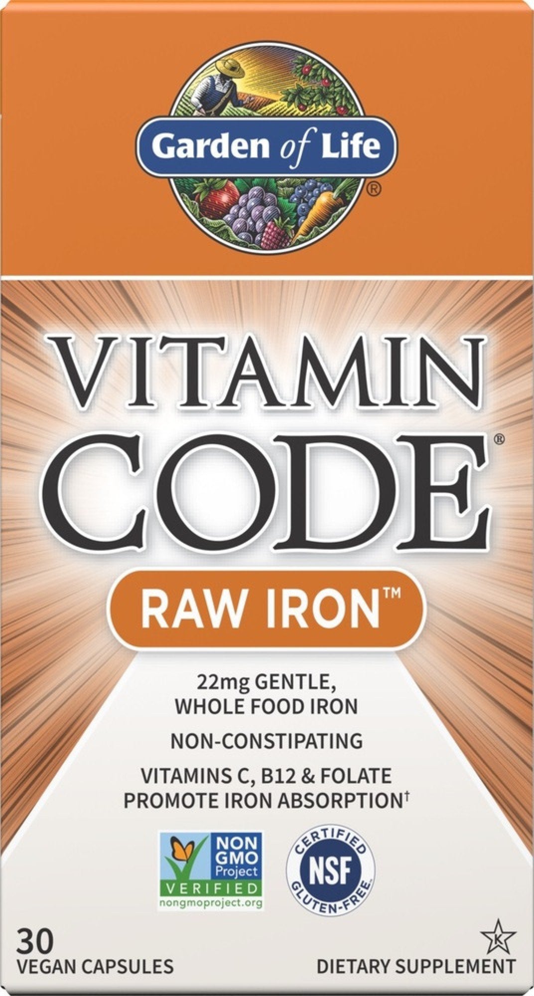 Garden of Life Vitamin Code Raw Iron 30 Capsule