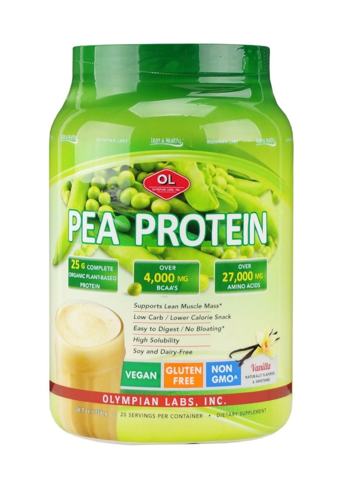 Olympian Labs Lean and Healthy Pea Protein-Vanilla 1.77 lbs Powder