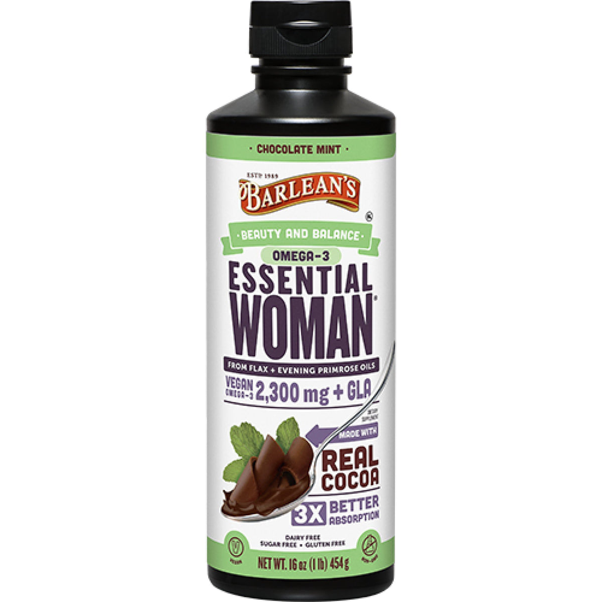 Barlean&#39;s Seriously Delicious Essential Woman Chocolate Mint 16 oz Liquid