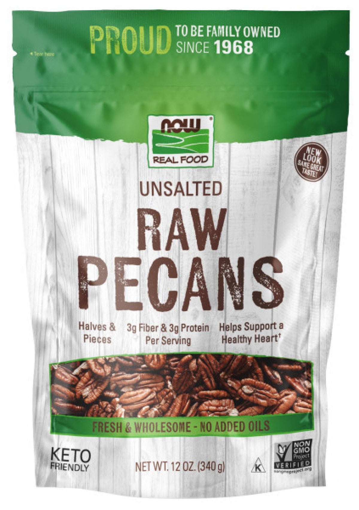 Now Foods Pecans Halves and Pieces, Raw 12 oz Bag