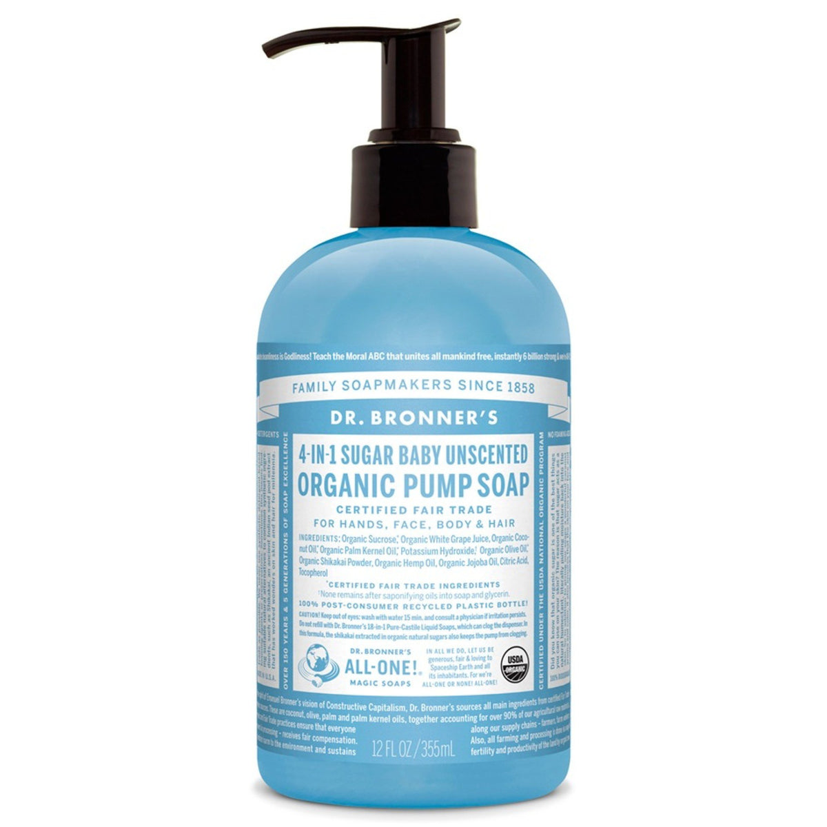 Dr. Bronner's Baby Unscented Organic Pump Hand Soap 12 oz Liquid