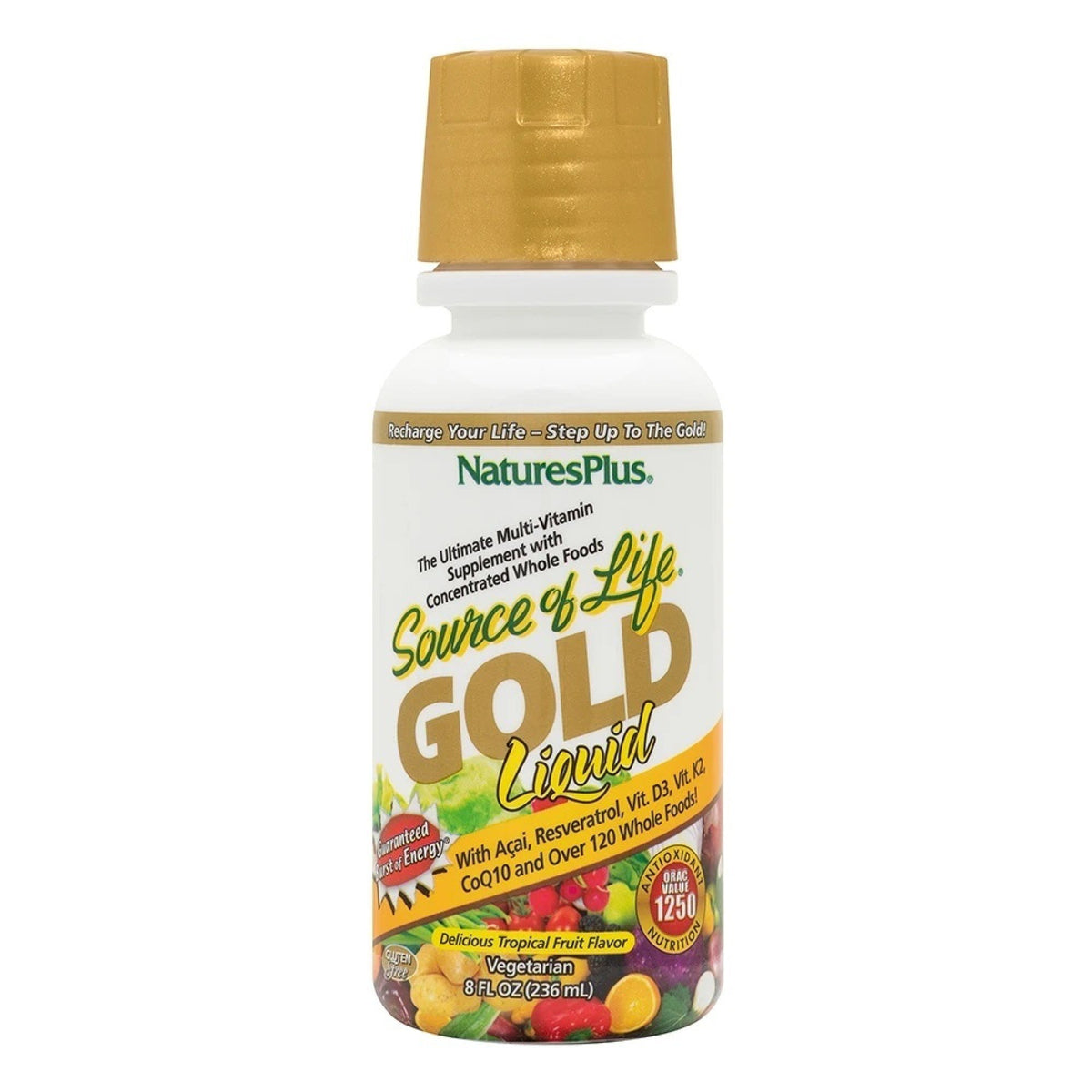 Nature&#39;s Plus Source of Life GOLD Liquid Tropical Fruit Travel Size 8 oz Liquid