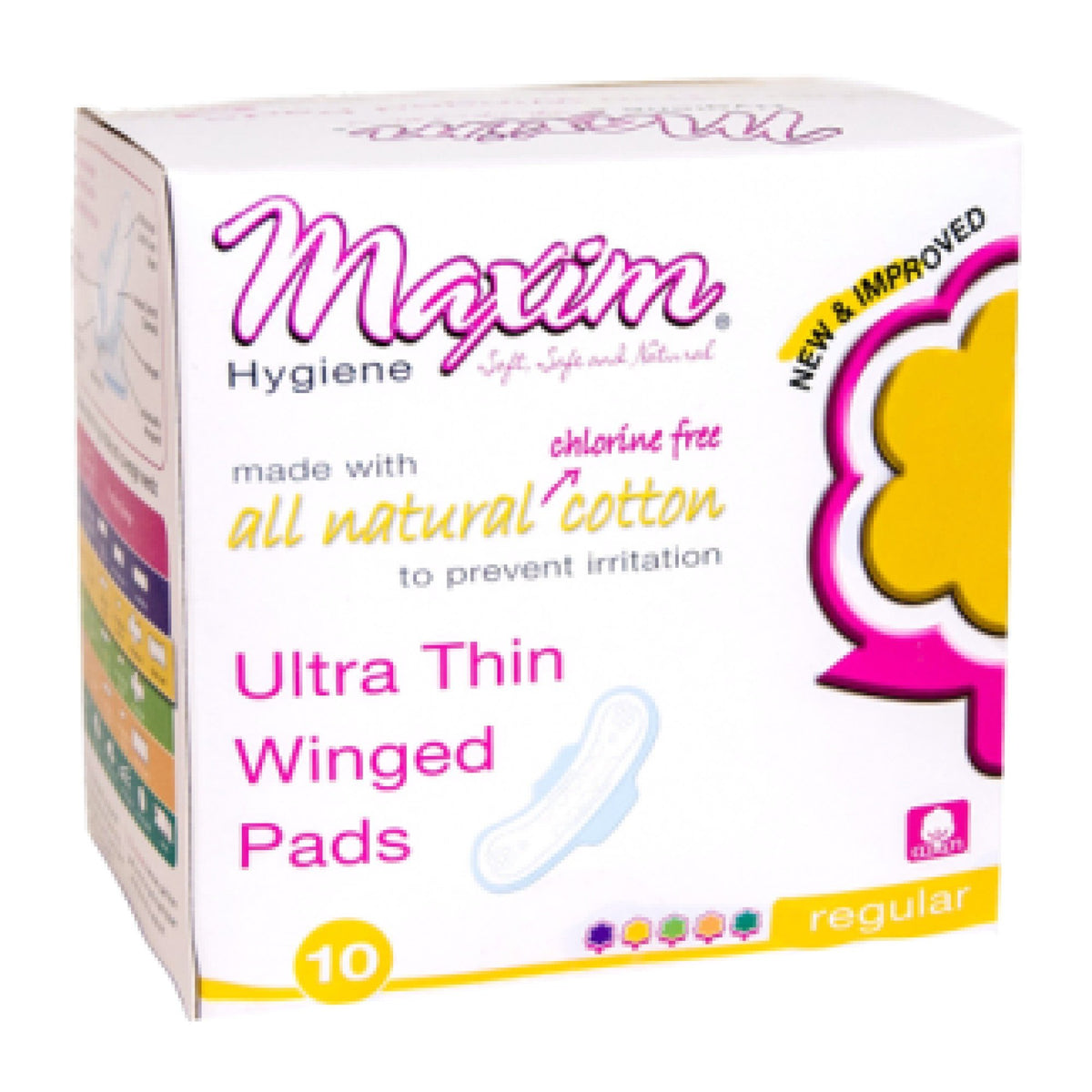 Maxim Hygiene Products Natural Cotton Ultra Thin Winged Pads Daytime 10 Pad