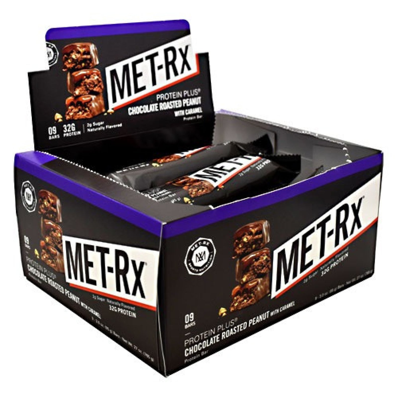 Met-Rx Protein Plus Bar - Chocolate Roasted Peanut with Caramel-Box 9 Bars Box