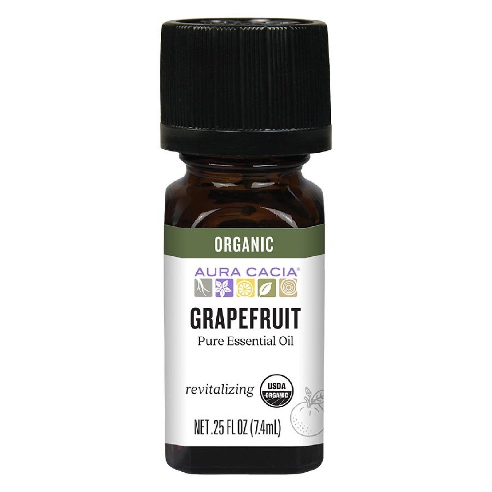 Aura Cacia Organic Grapefruit Essential Oil 0.25 oz Oil