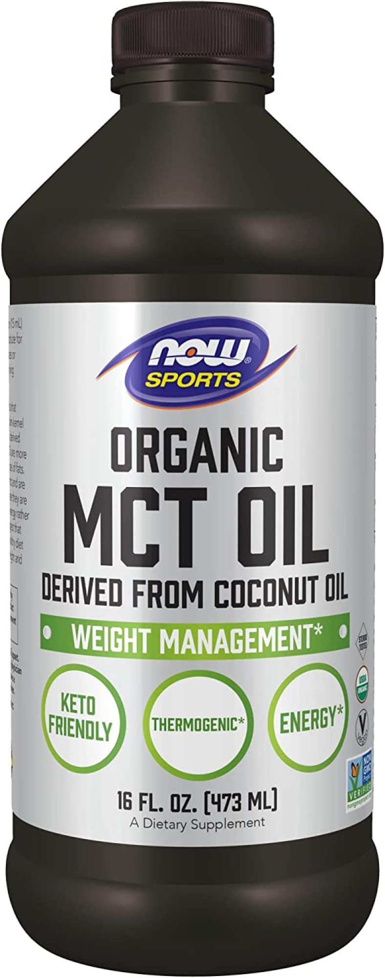 Now Foods Organic MCT Oil Derived From Coconut Oil, Pure & Unflavored 16 fl oz Liquid