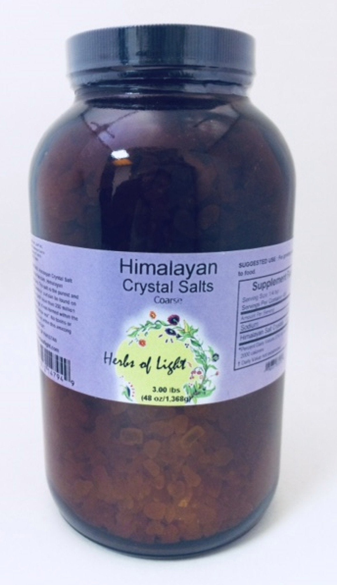 Herbs of Light Himalayan Crystal Salts-Amber Jar Coarse 3 lbs Coarse Salt