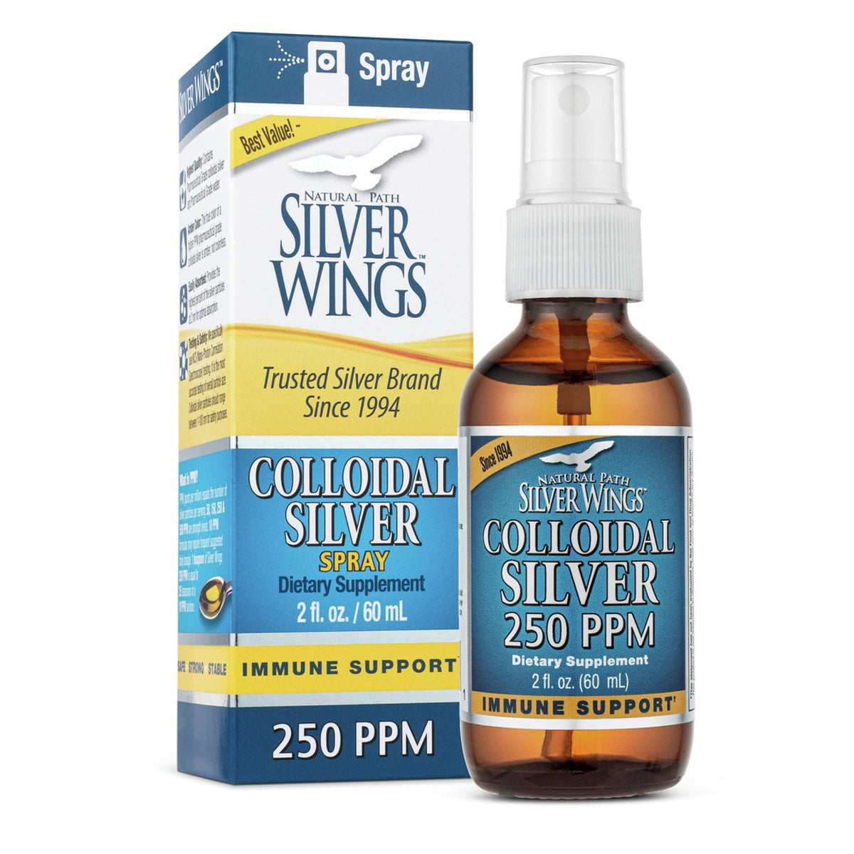 Natural Path Silver Wings Colloidal Silver 250ppm Spray 2 oz Liquid