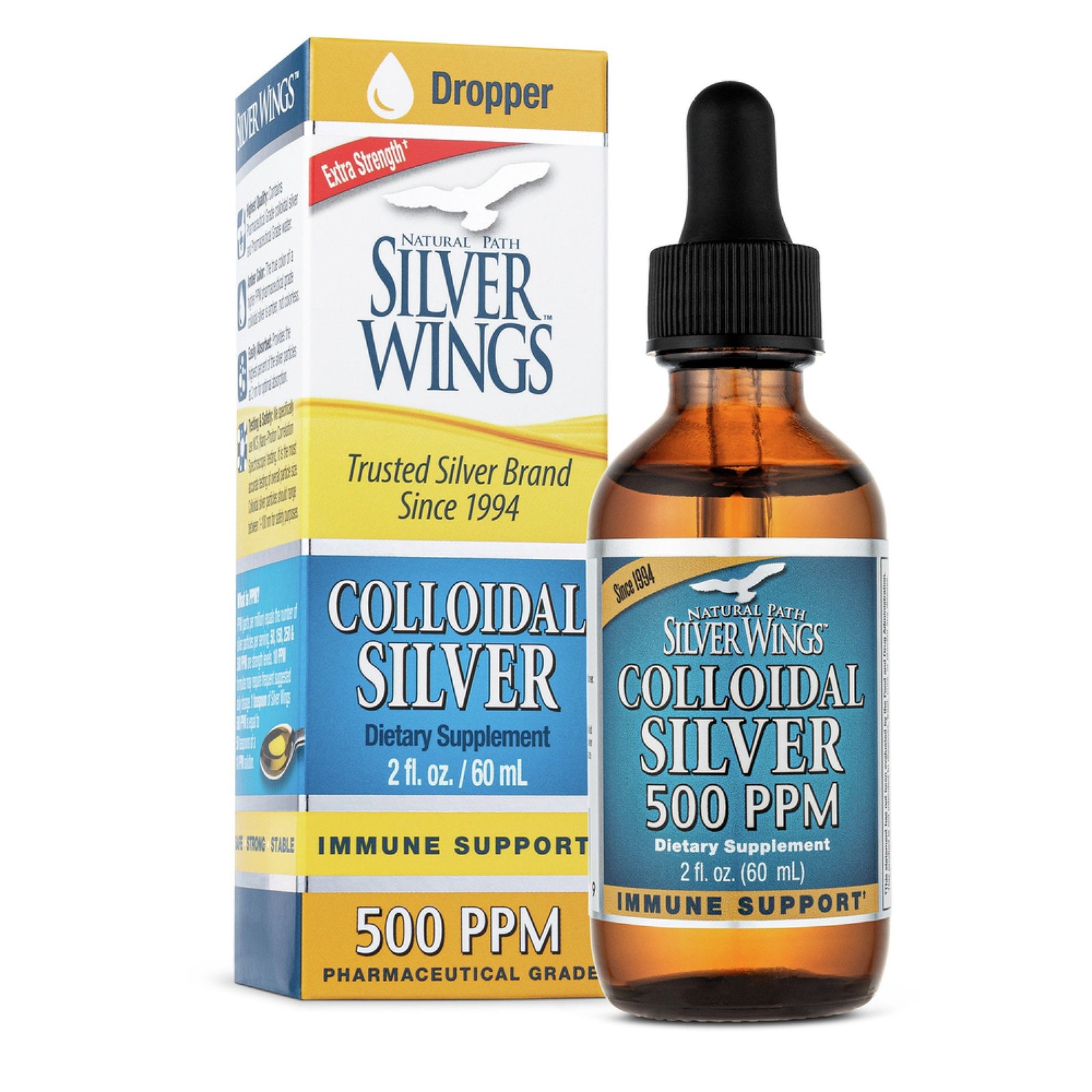 Natural Path Silver Wings Colloidal Silver 500ppm 2 oz Liquid