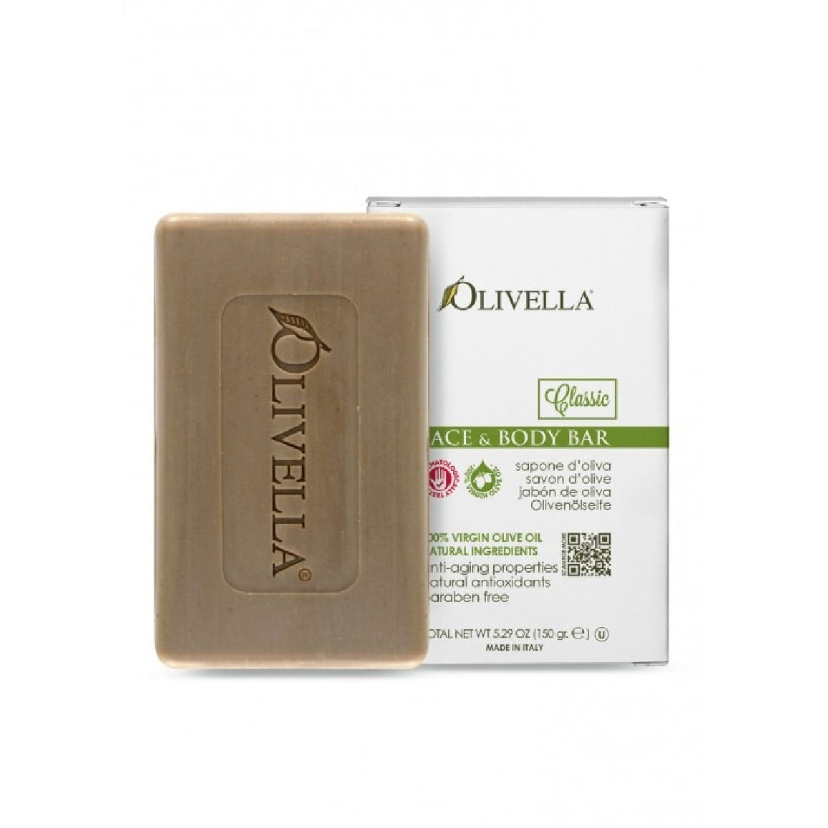 Olivella Bar Soap 100% Virgin Olive Oil Face &amp; Body 5.29 oz Bar Soap