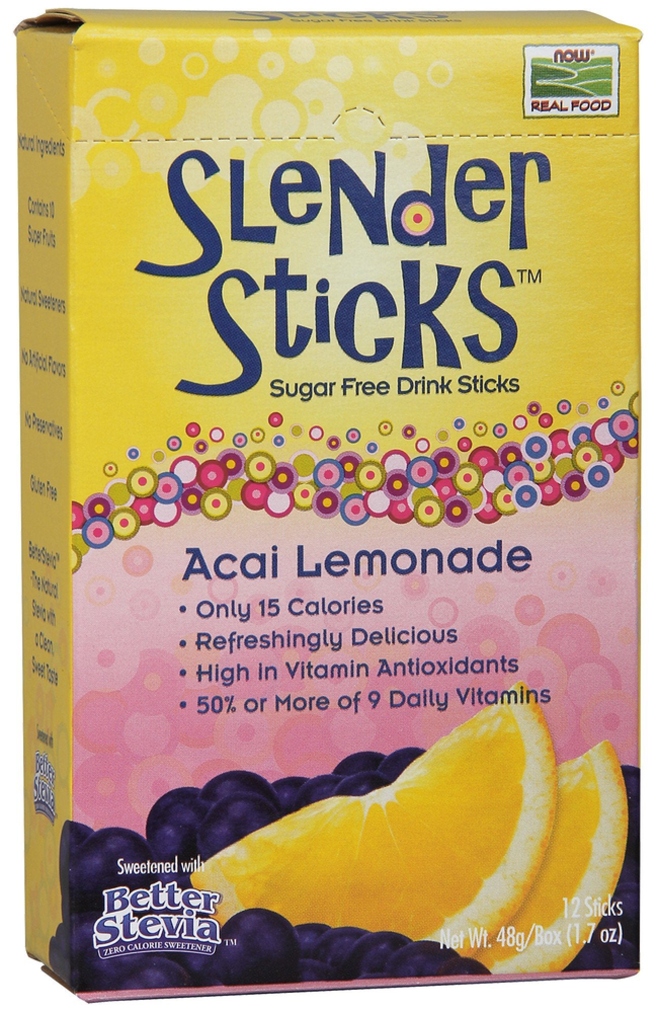 Now Foods Vita-Squenchers Acai Lemonade Sugar Free Drink Sticks 12 (1.7 oz ea) Sticks