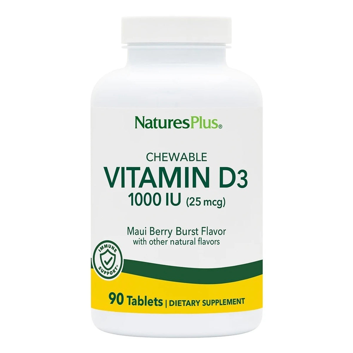 Nature&#39;s Plus Adult&#39;s Chewable Vitamin D3 1000 IU - Maui Berry Burst Flavor 90 Tablet