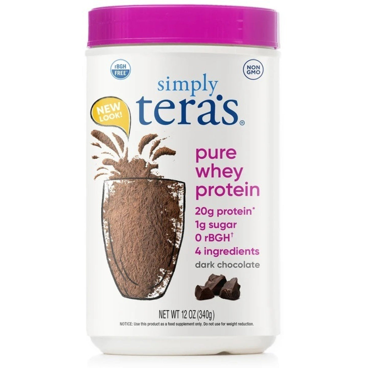 Simply Tera's Pure Whey Dark Chocolate 12 oz Powder