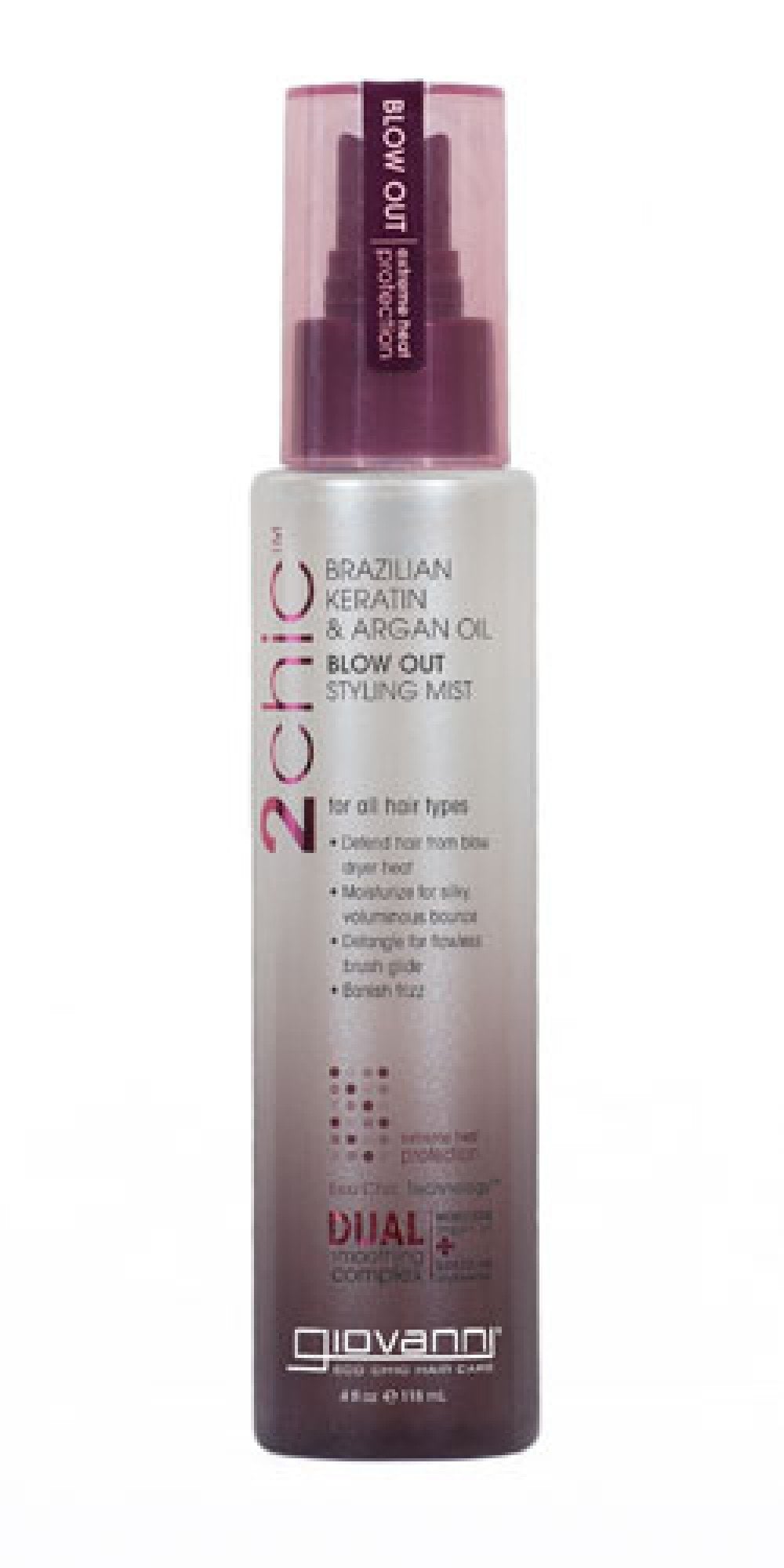 Giovanni 2chic Brazilian Keratin &amp; Argan Oil Ultra-Sleek Blow Out Styling Mist 4.5 oz Liquid