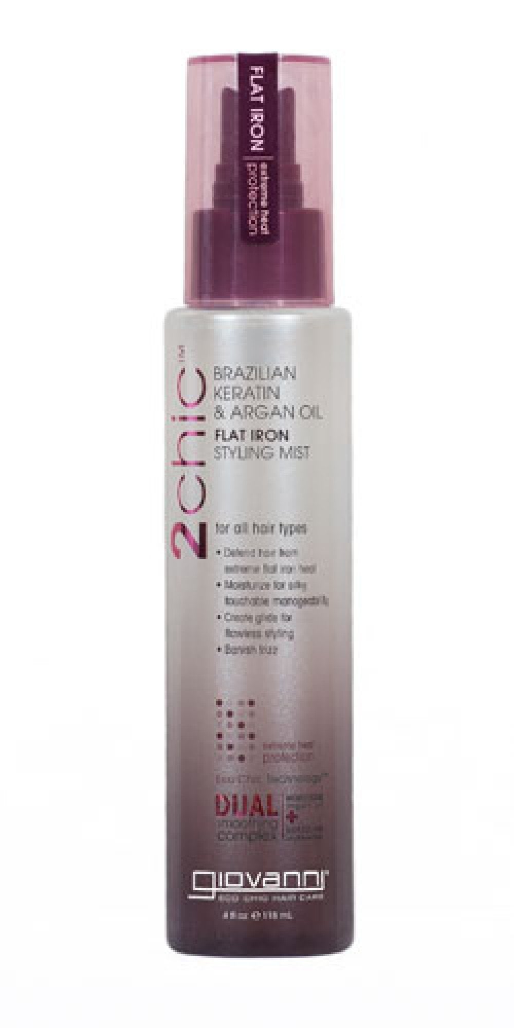 Giovanni 2chic Brazilian Keratin & Argan Oil Ultra-Sleek Flat Iron Styling Mist 4.5 oz Liquid