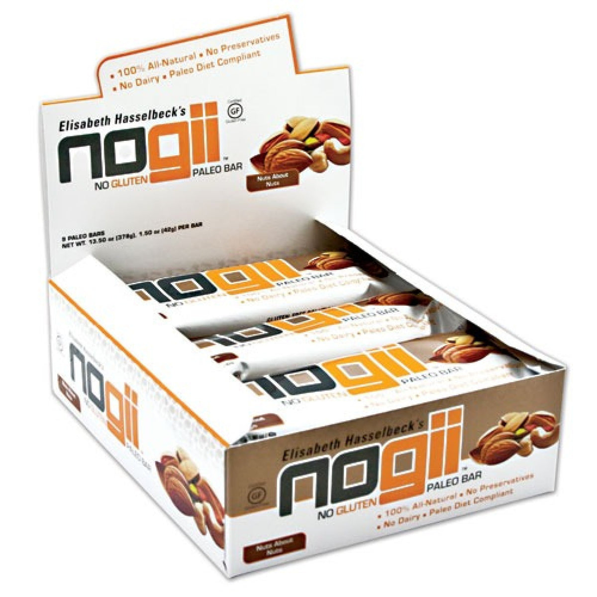Nogii Paleo Bar Gluten-Free-Nuts About Nuts- Box 9 Bars 1 Box