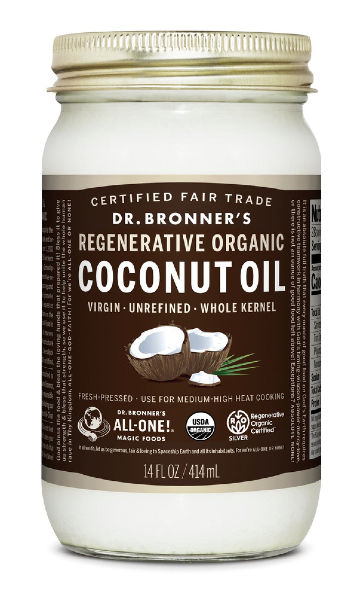 Dr. Bronner's Coconut Oil - Whole Kernel 14 oz Oil