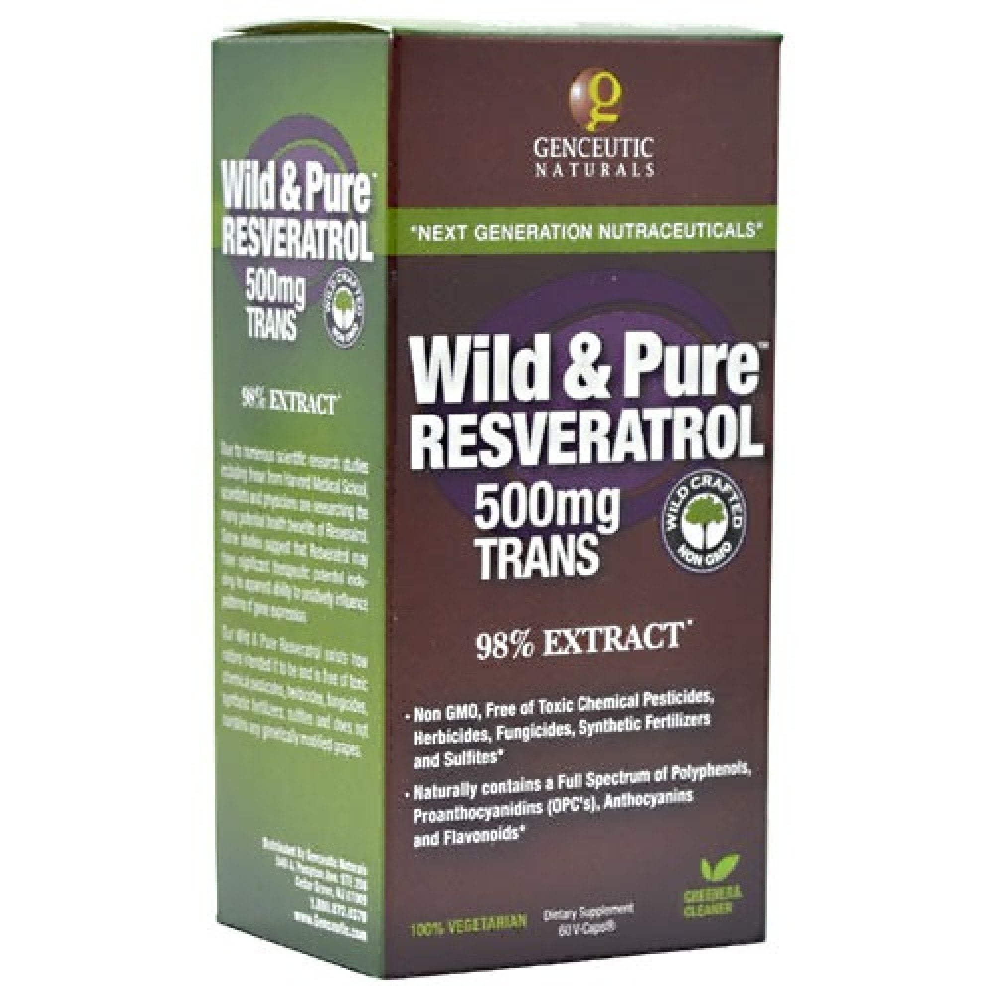 Genceutic Naturals Wild and Pure Resveratrol 500mg 60 VegCap