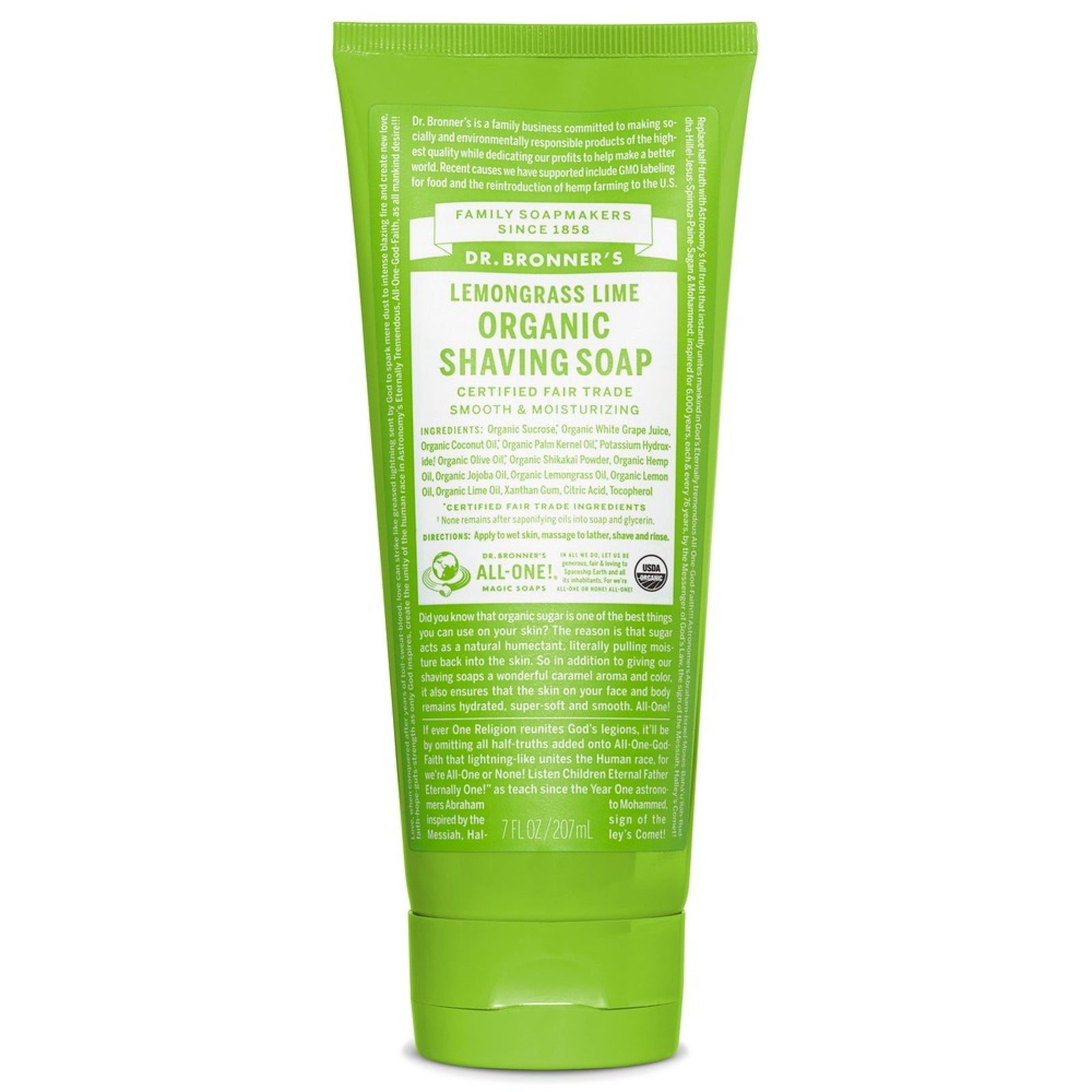 Dr. Bronner's Organic Shaving Soap Lemongrass Lime 7 oz Gel