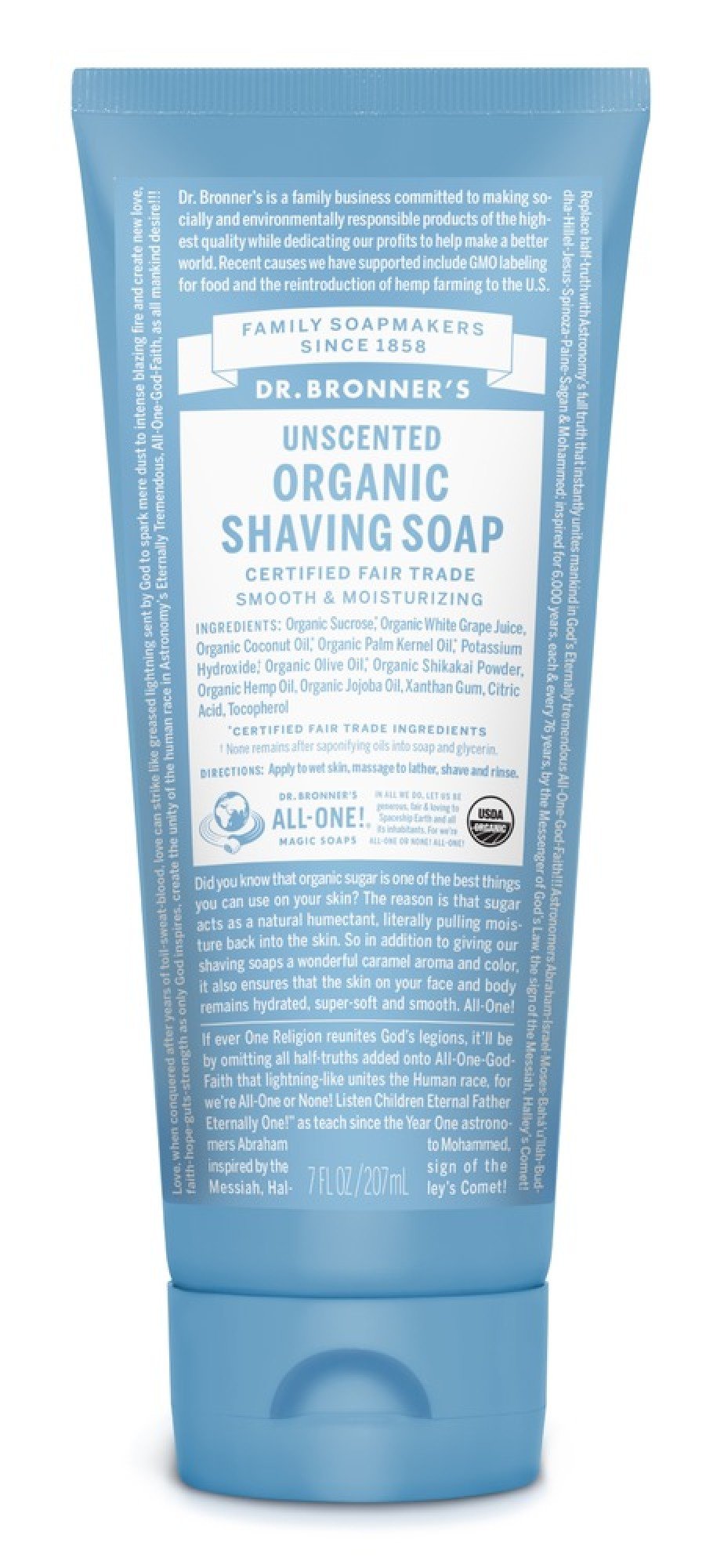 Dr. Bronner's Organic Shaving Soap Unscented 7 oz Gel