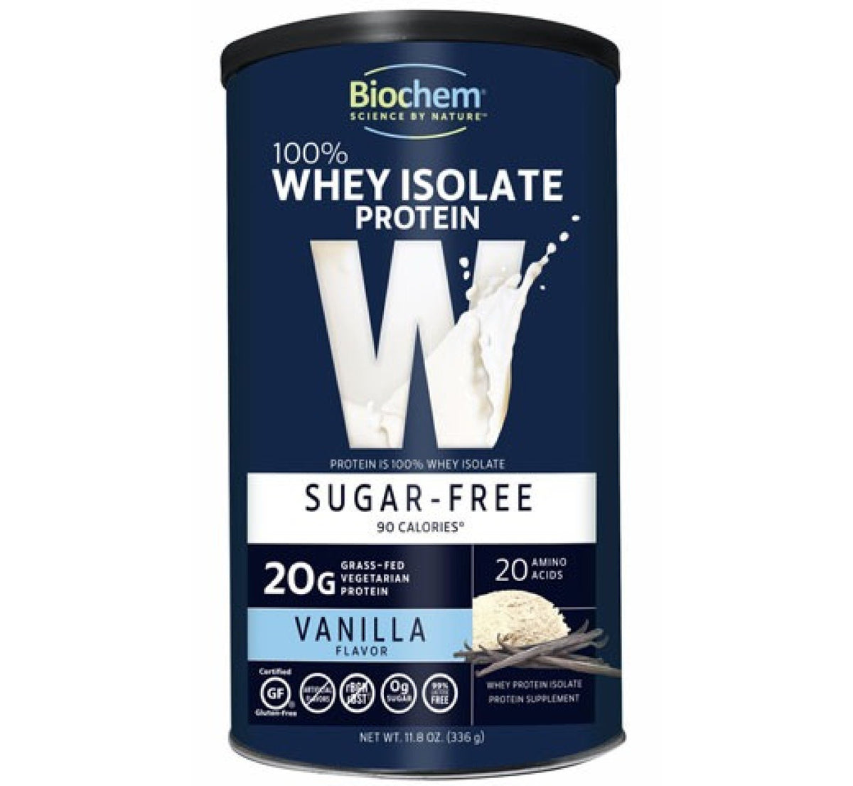 Biochem Sugar Free 100% Whey Protein Vanilla 11.8 oz Powder