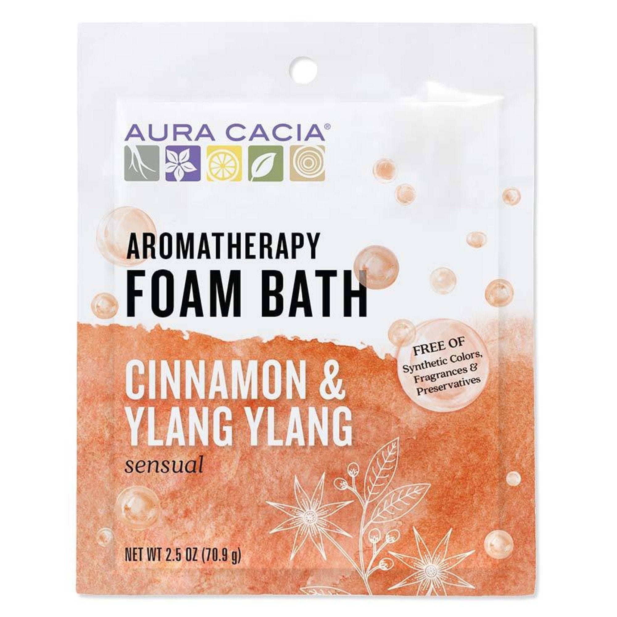 Aura Cacia Aromatherapy Foam Bath Sensual Cinnamon Ylang 2.5 oz Foam Bath