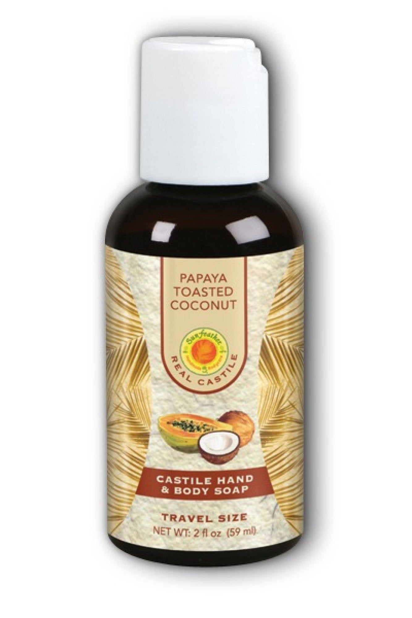 Sunfeather Papaya Toasted Coconut Liquid Castle Soap 2 oz Liquid