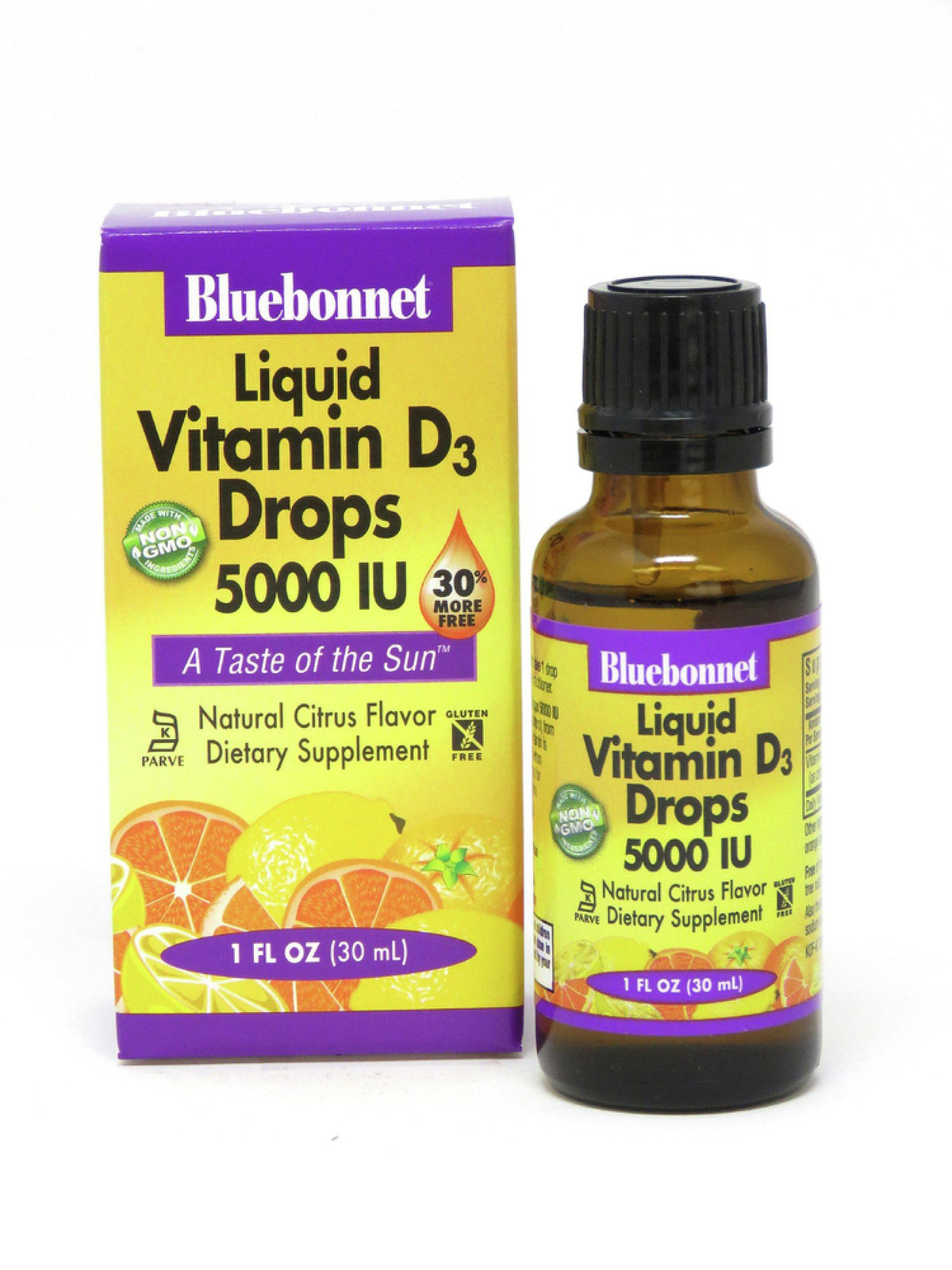 Bluebonnet Liquid Vitamin D3 Drops 5000 IU Citrus Flavor 1 fl oz Liquid