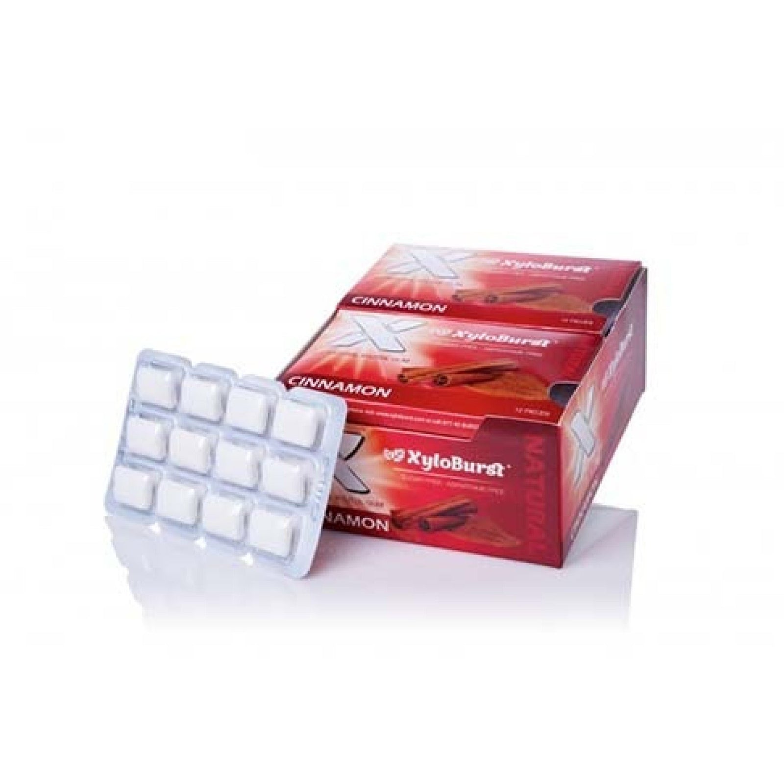 XyloBurst Cinnamon Blister Pack Gum 12 Pack Box