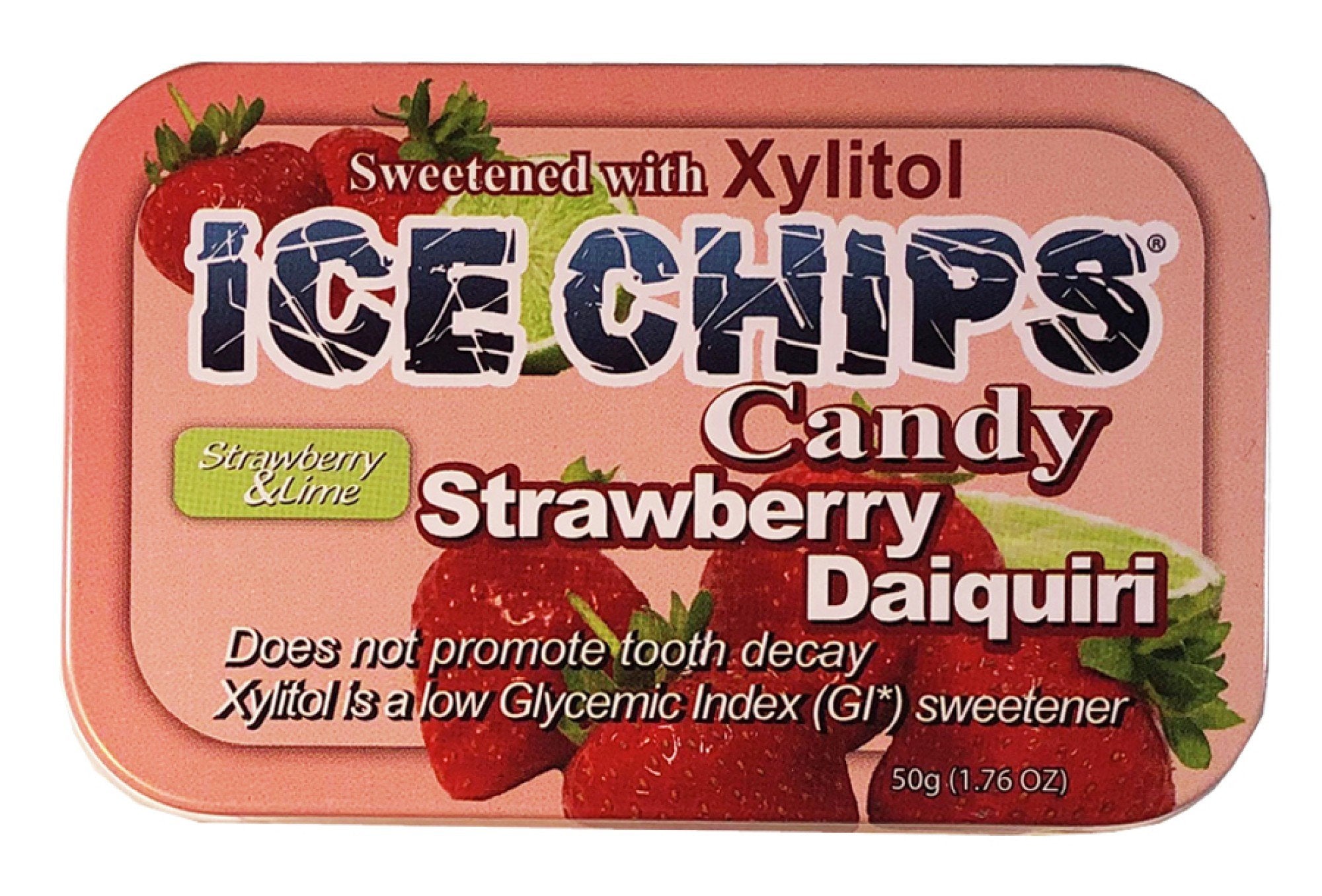 Ice Chips Candy Hand Crafted Candy Tin Strawberry Daiquiri 1.76 oz Candy