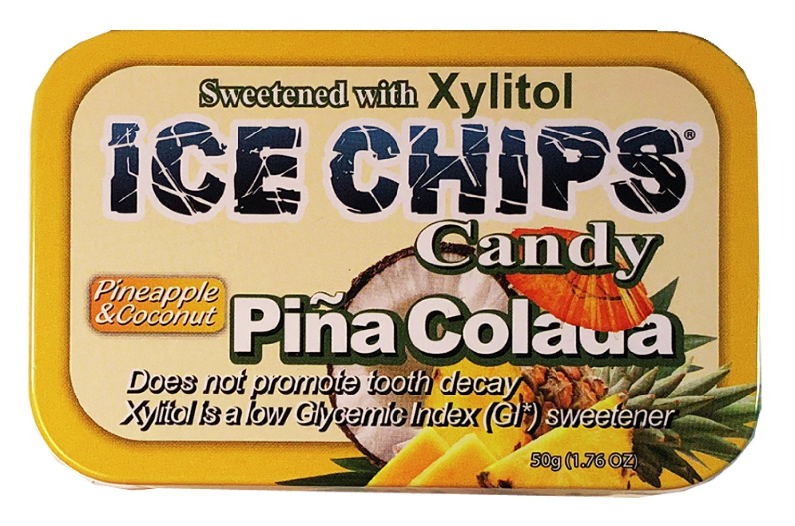 Ice Chips Candy Hand Crafted Candy Tin Pina Colada 1.76 oz Candy