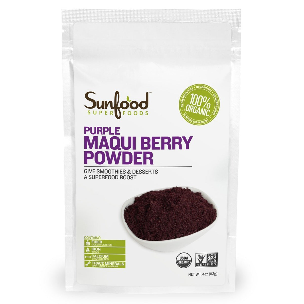 Sunfood Organic Purple Maqui Berry Powder 4 oz Bag