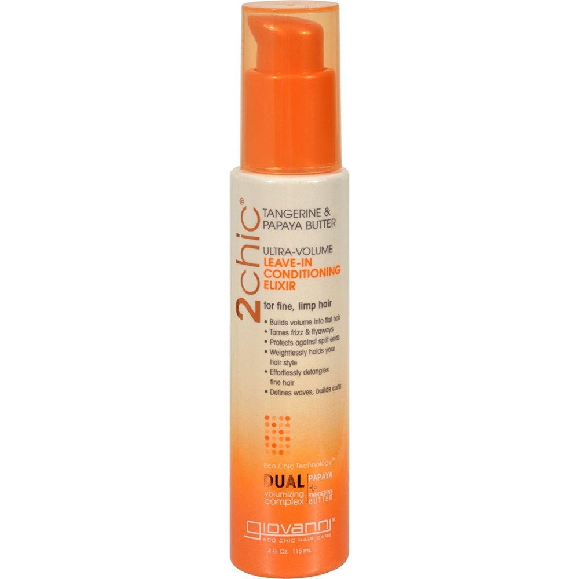 Giovanni 2chic Ultra Volume Leave-In Conditioning Elixir with Tangerine & Papaya Butter 4 oz Liquid