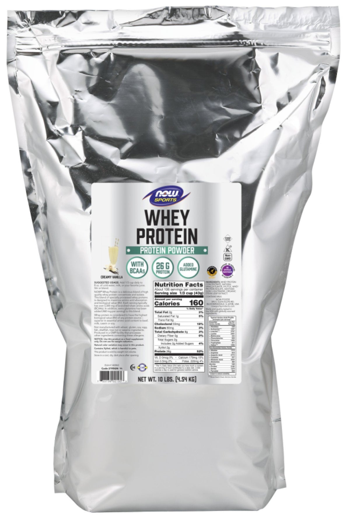 Now Foods Whey Protein Creamy Vanilla 10 lbs Powder