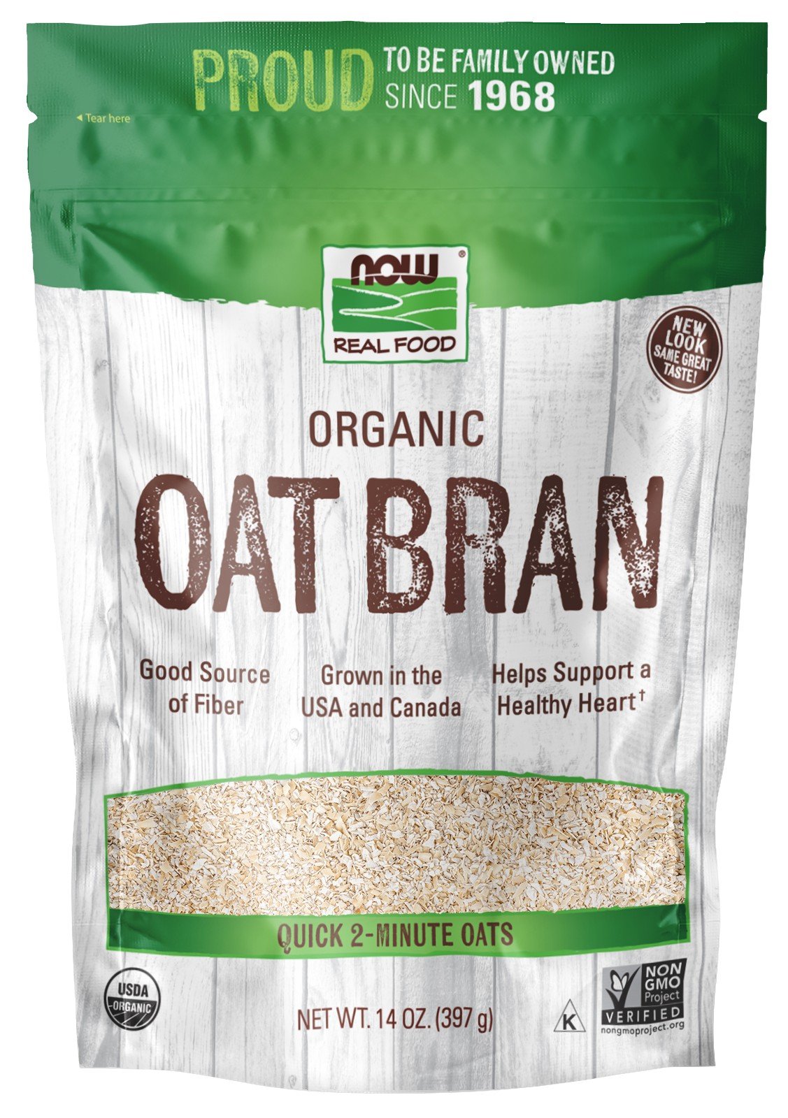 Now Foods Oat Bran 14 oz Bag