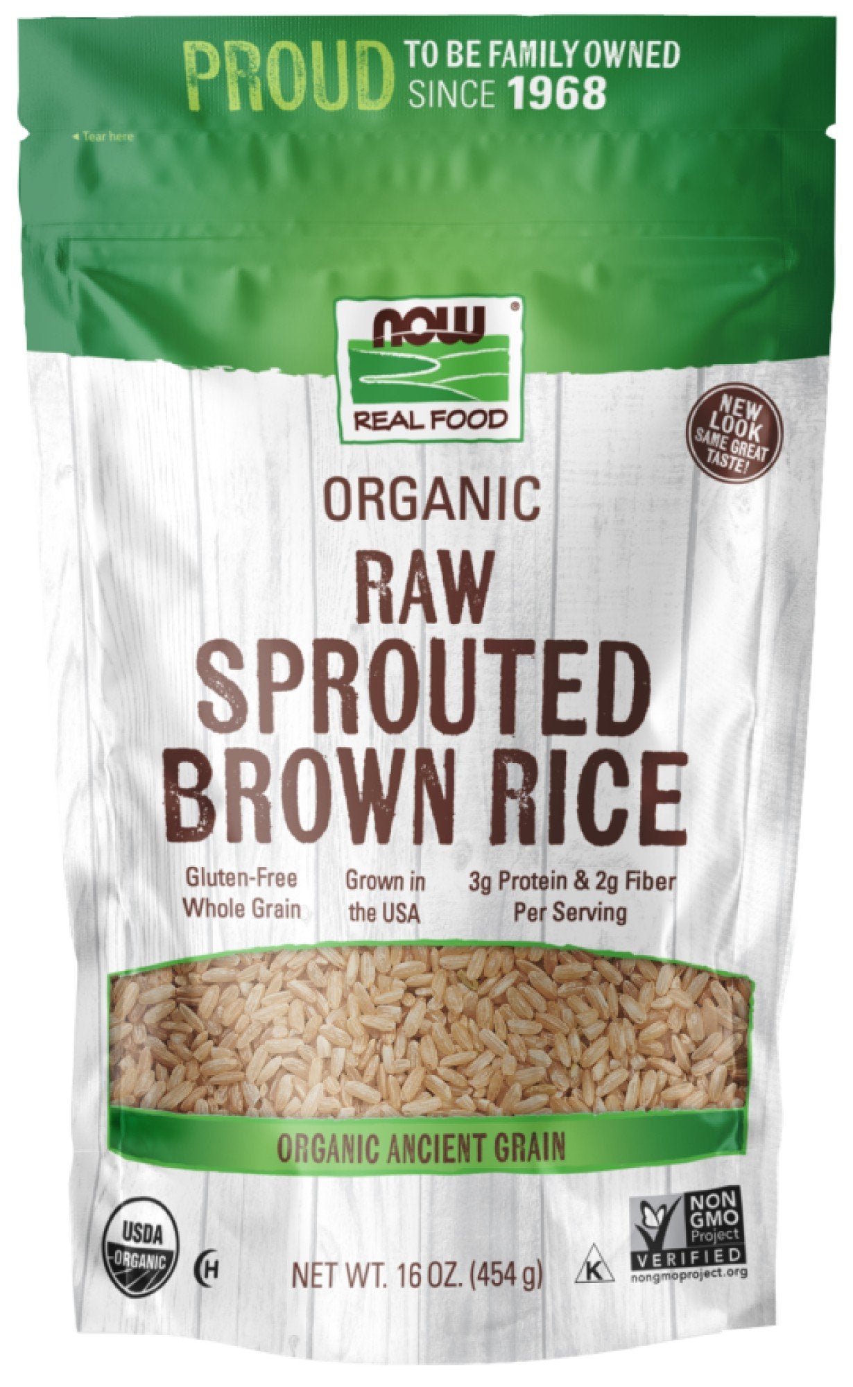 Now Foods Organic Sprouted Brown Rice 16 fl oz Bag