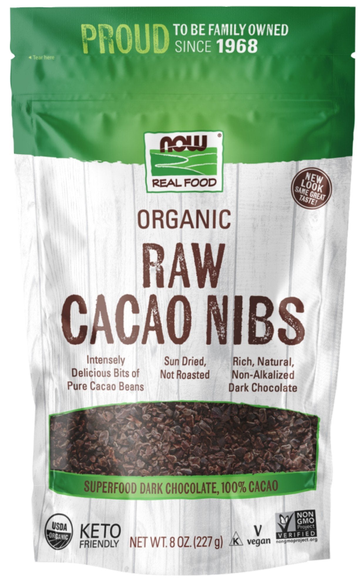 Now Foods Organic Raw Cacao Nibs 8 oz Bag