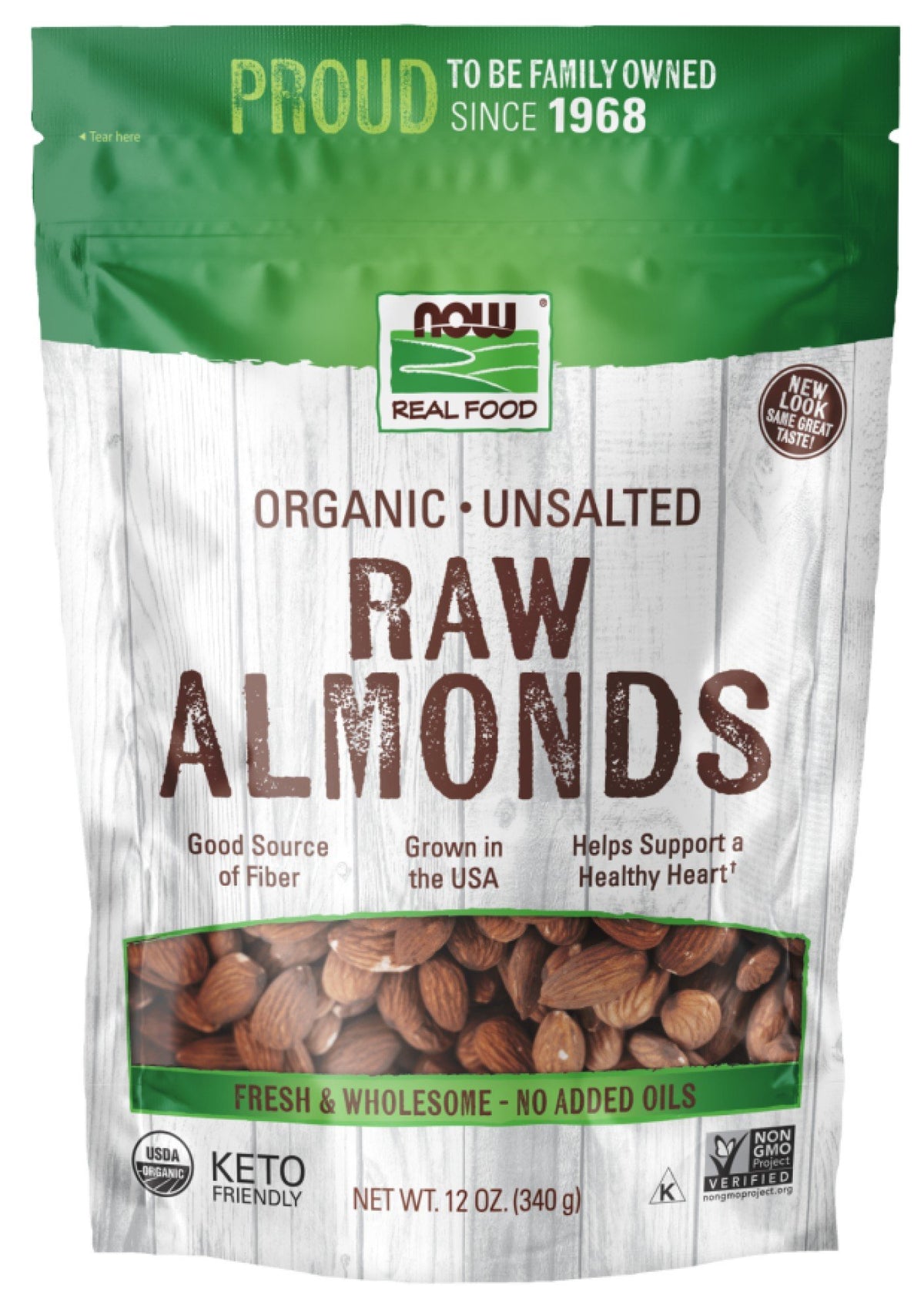 Now Foods Organic Raw Almonds 12 oz Seed