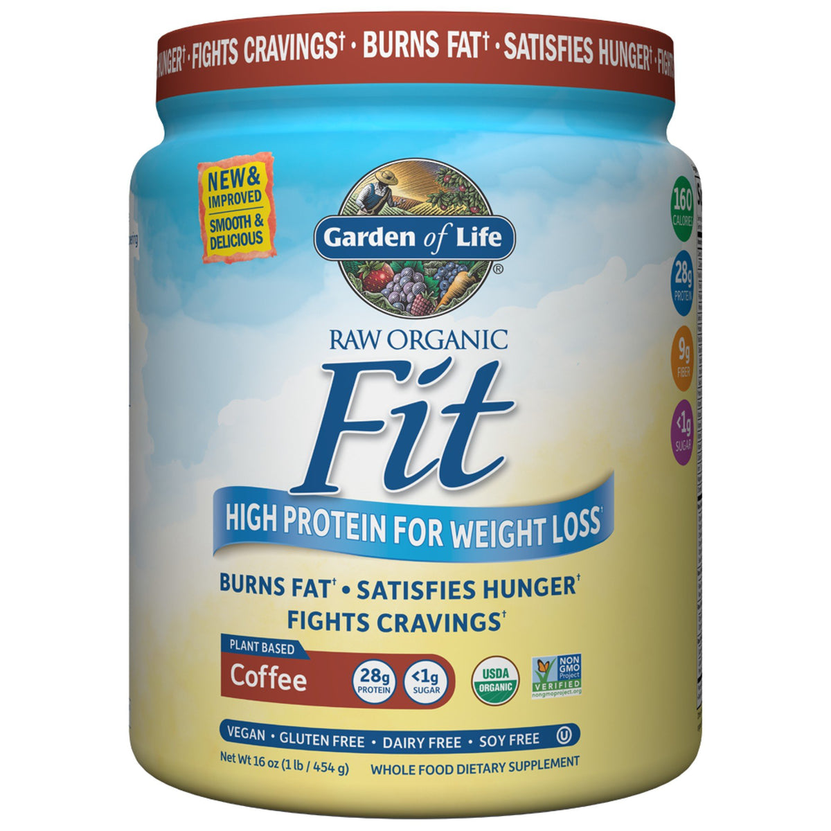 Garden of Life Fit Protein Powder Coffee 16 oz (443g) Powder