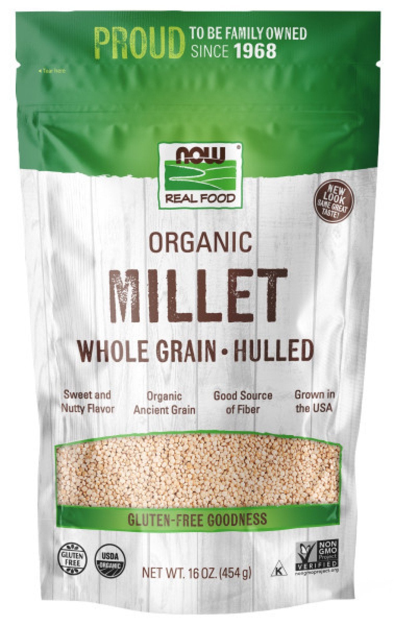 Now Foods Organic Hulled Millet 16 oz Bag