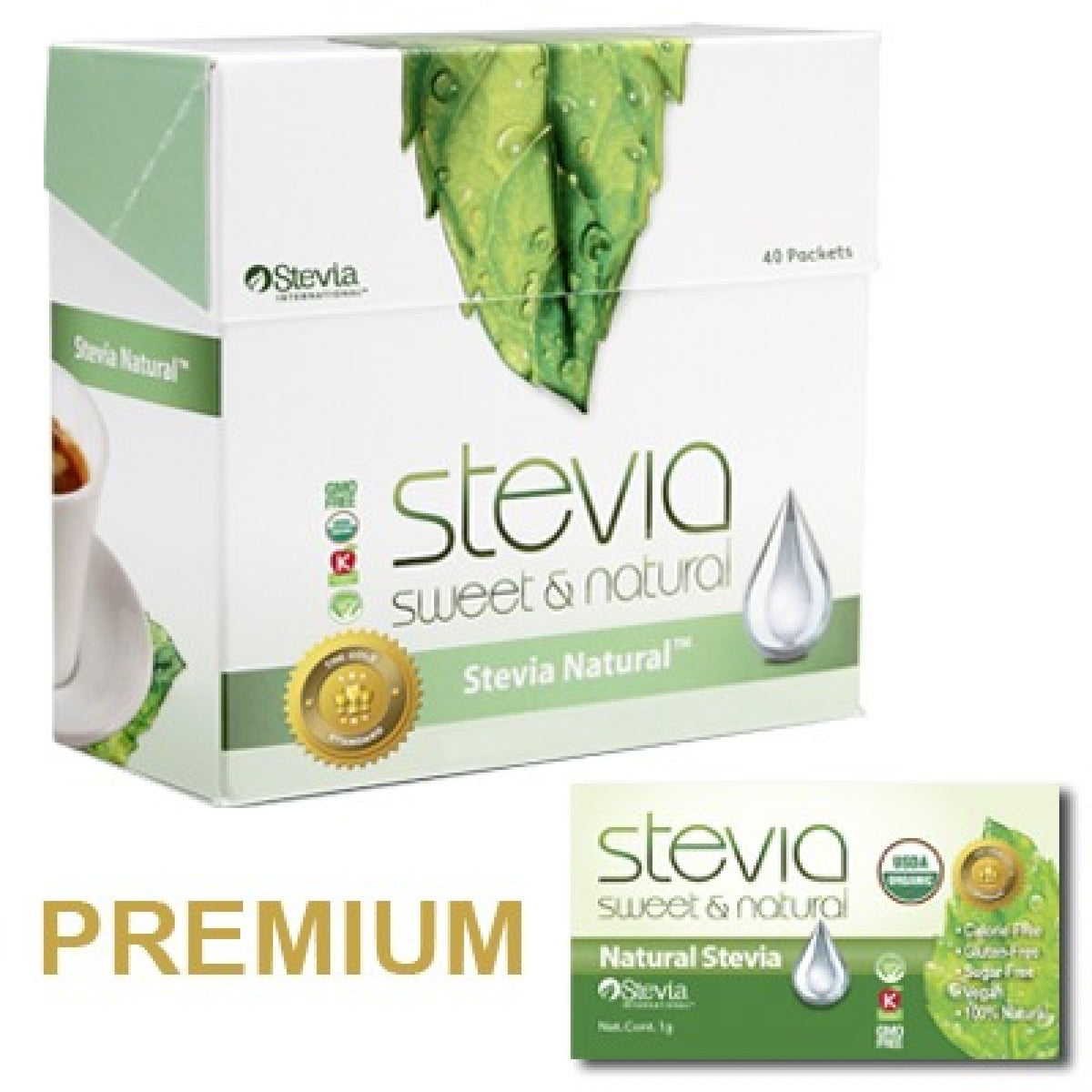 Stevia International Stevia Sweet &amp; Natural Premium 100 packets Box