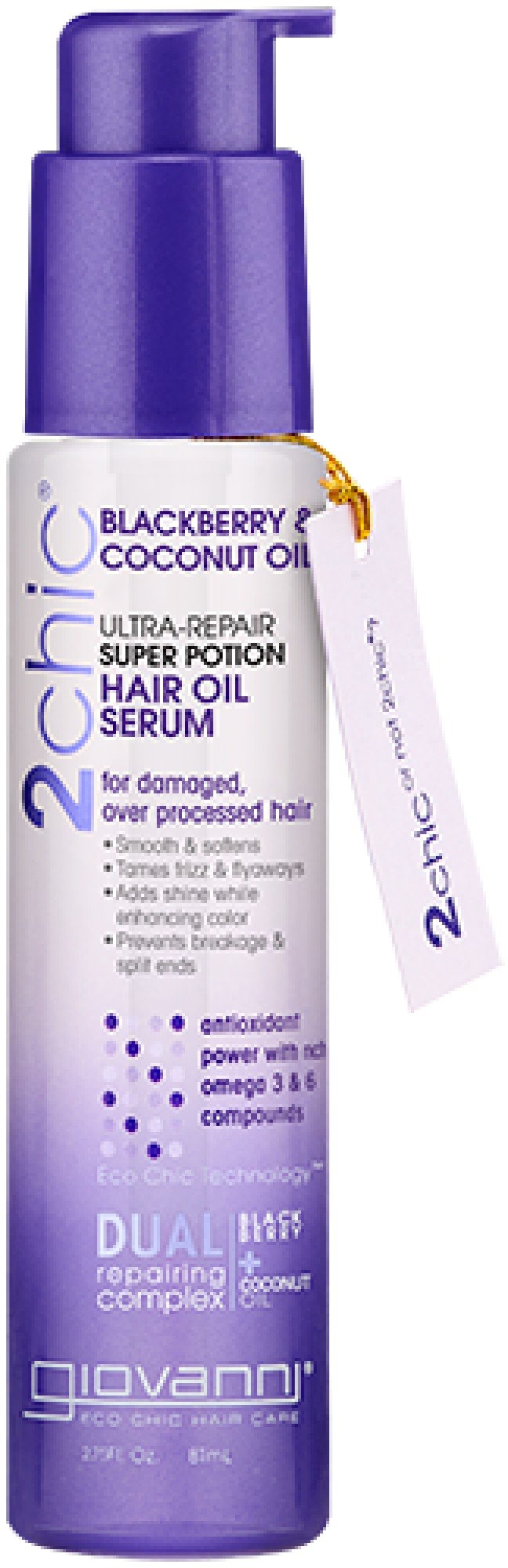 Giovanni 2chic Ultra Repair Super Potion Hair Oil Serum with Blackberry & Coconut Oil 2.75 oz Liquid