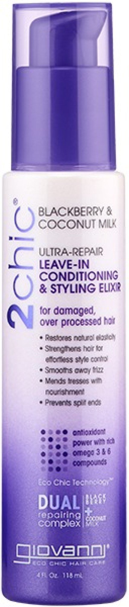 Giovanni 2chic Ultra Repair Leave-In Conditioning with Blackberry & Coconut Milk 4 oz Liquid