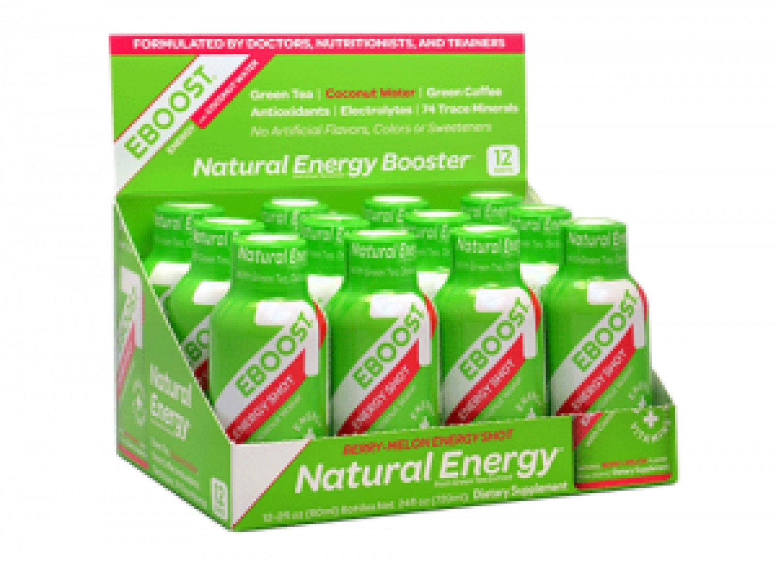 EBOOST Natural Energy Shot Berry Melon with Coconut Water 12 (2 oz ) fl oz Box