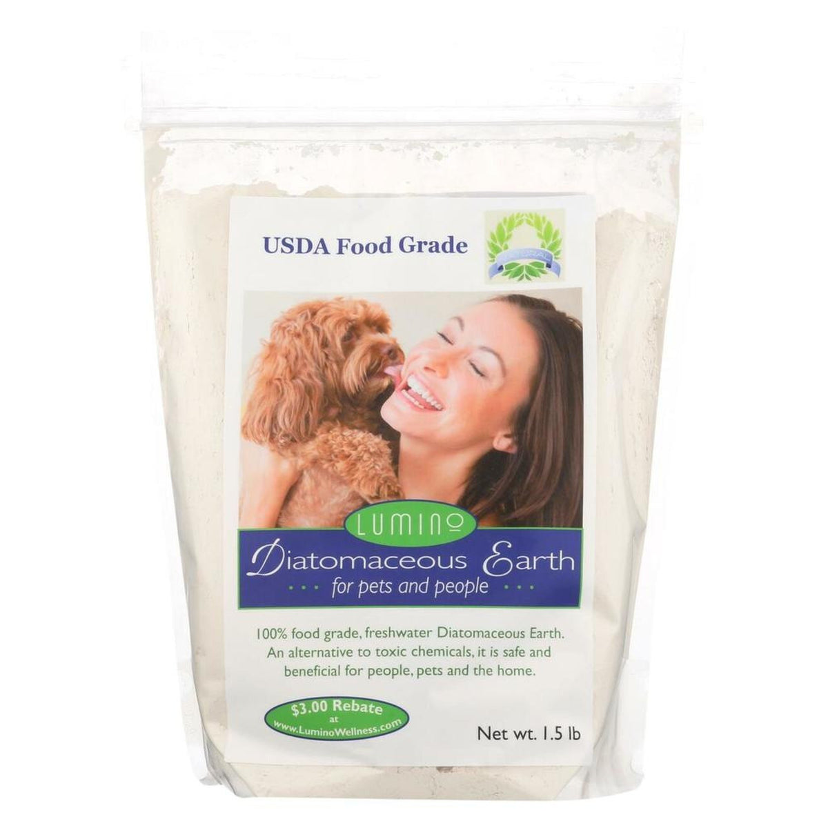 Lumino Wellness Food Grade Diatomaceous Earth for Pets &amp; People 1.5 lb Powder