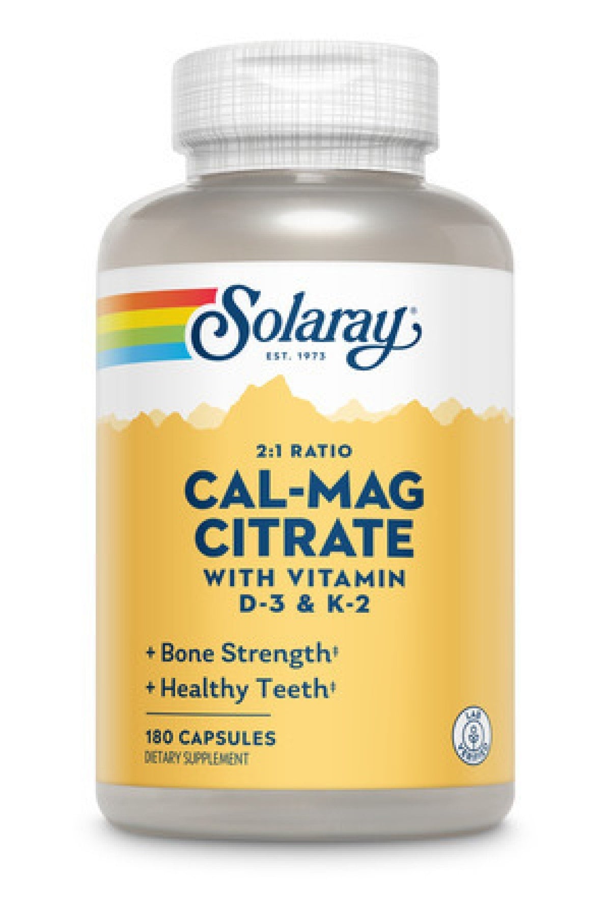 Solaray Cal-Mag Citrate 2:1 w/D-3 &amp; K-2 180 Capsule