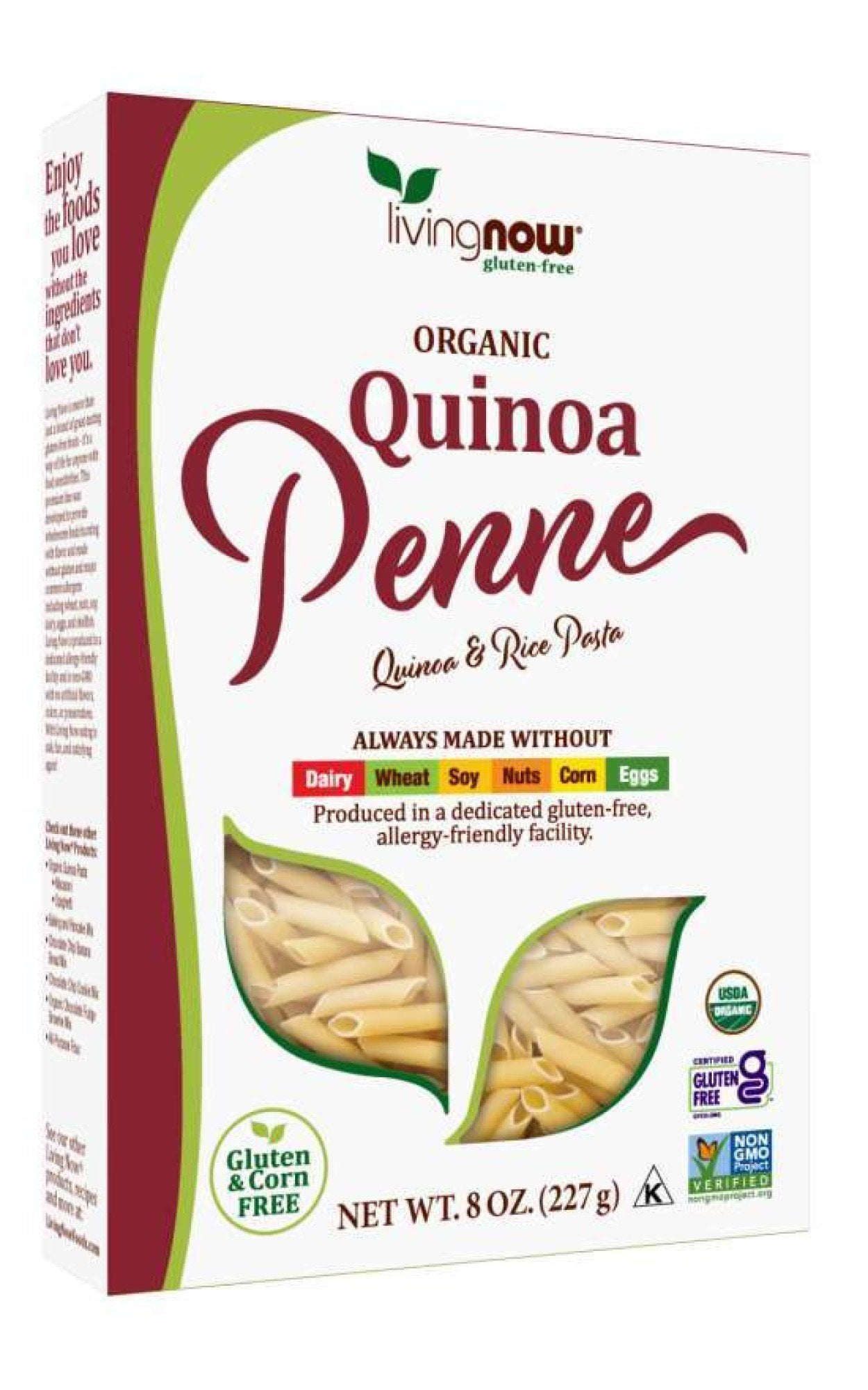 Now Foods Living Now Organic Quinoa Penne 8 oz Box